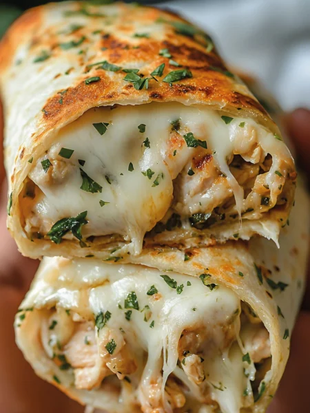 Cheesy Garlic Chicken Wraps